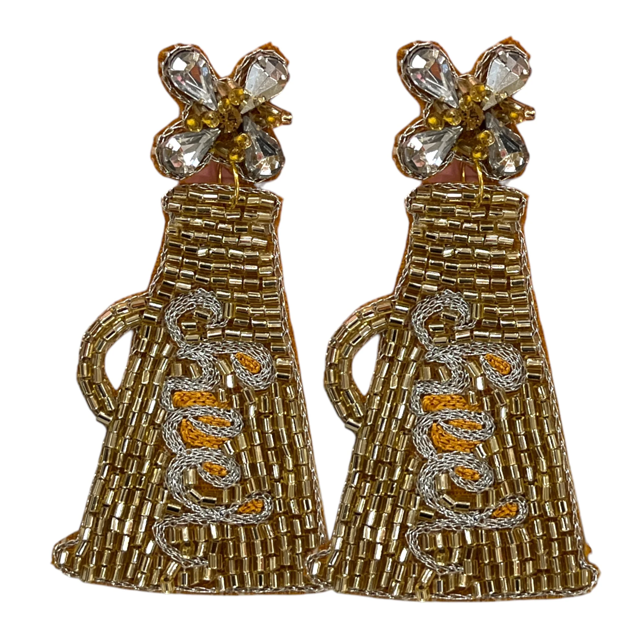 Cheer Megaphones Beaded Earrings