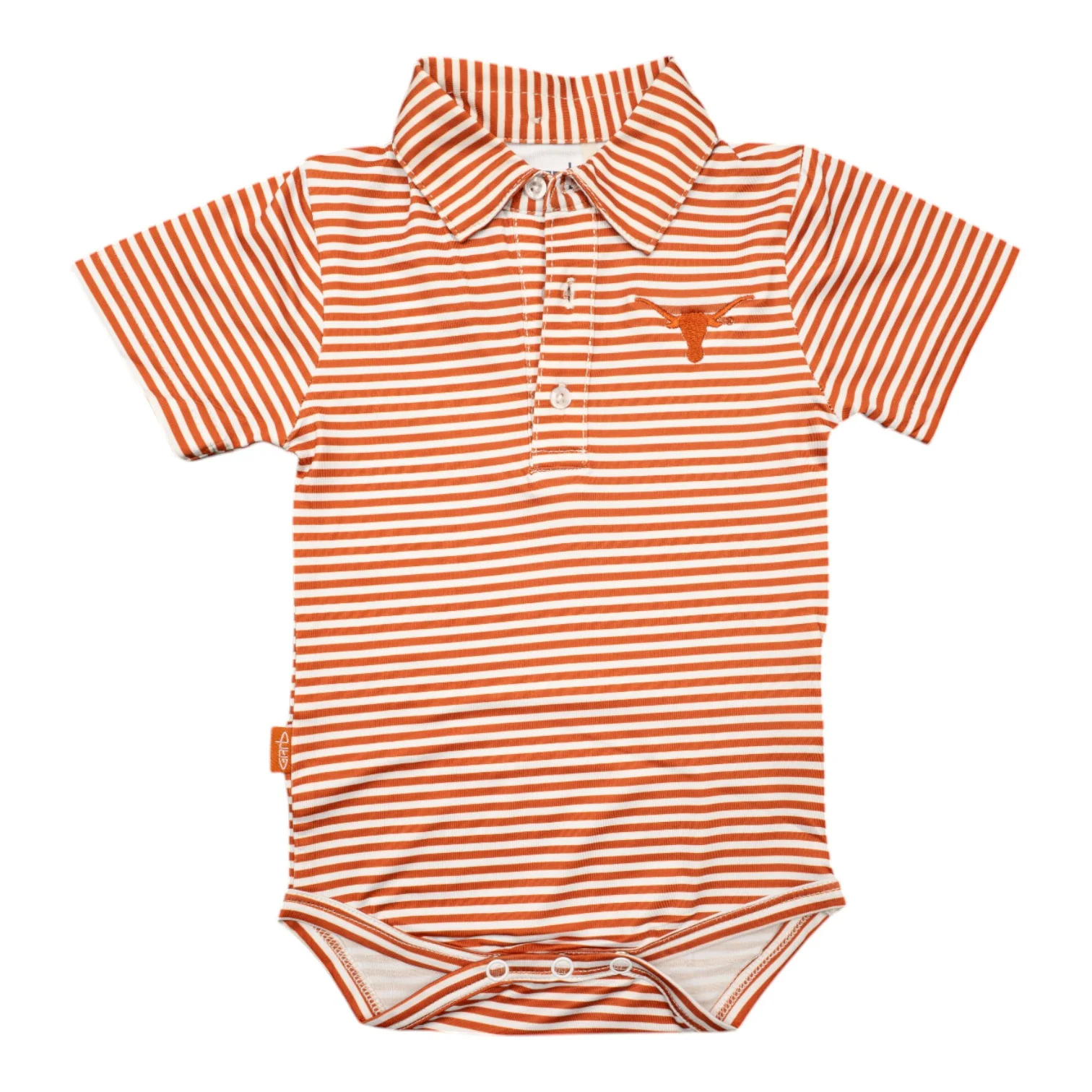 Infant Texas Longhorns Striped Polyblend Polo Romper - Image 2