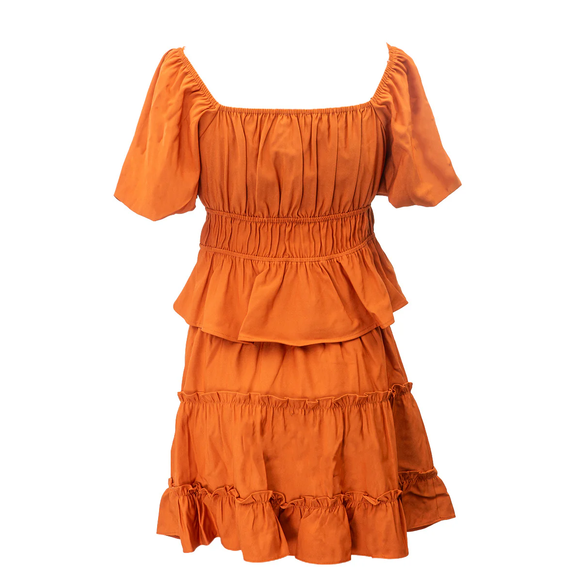 Ruched Peplum Puff Sleeve Crop Top and Skirt Set - Image 3