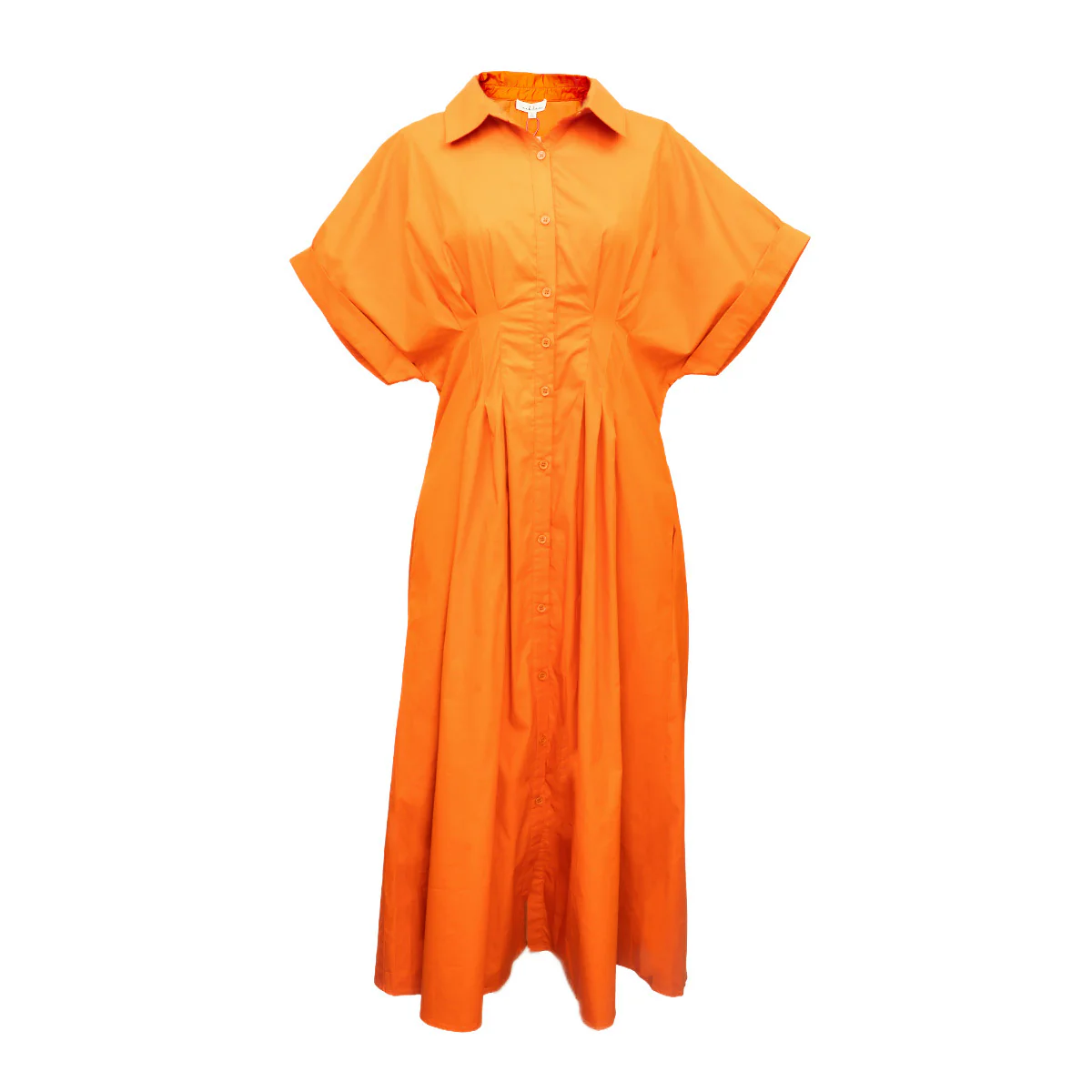 Solid Short Sleeve Midi Dress