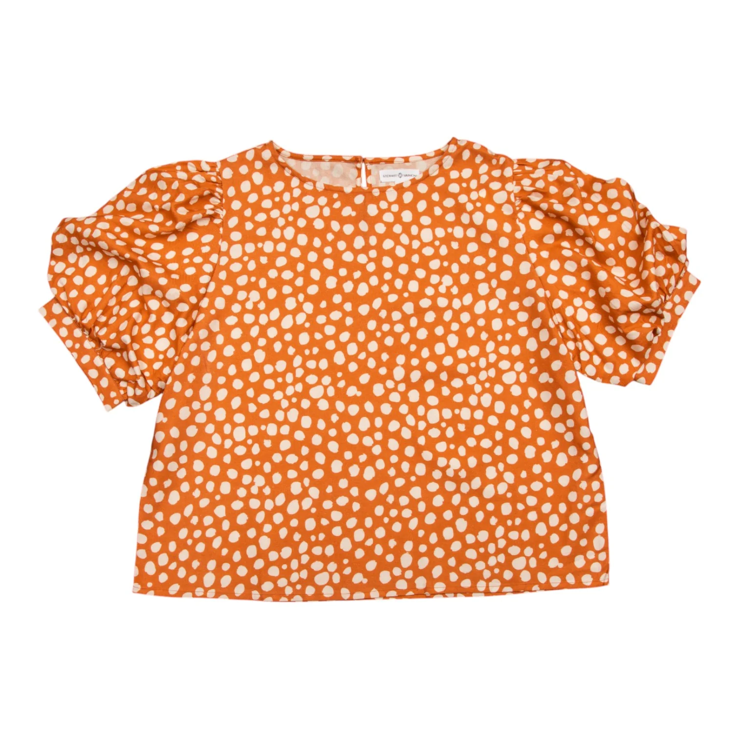 Stewart Simmons Dotted Twill Puff Sleeve Blouse