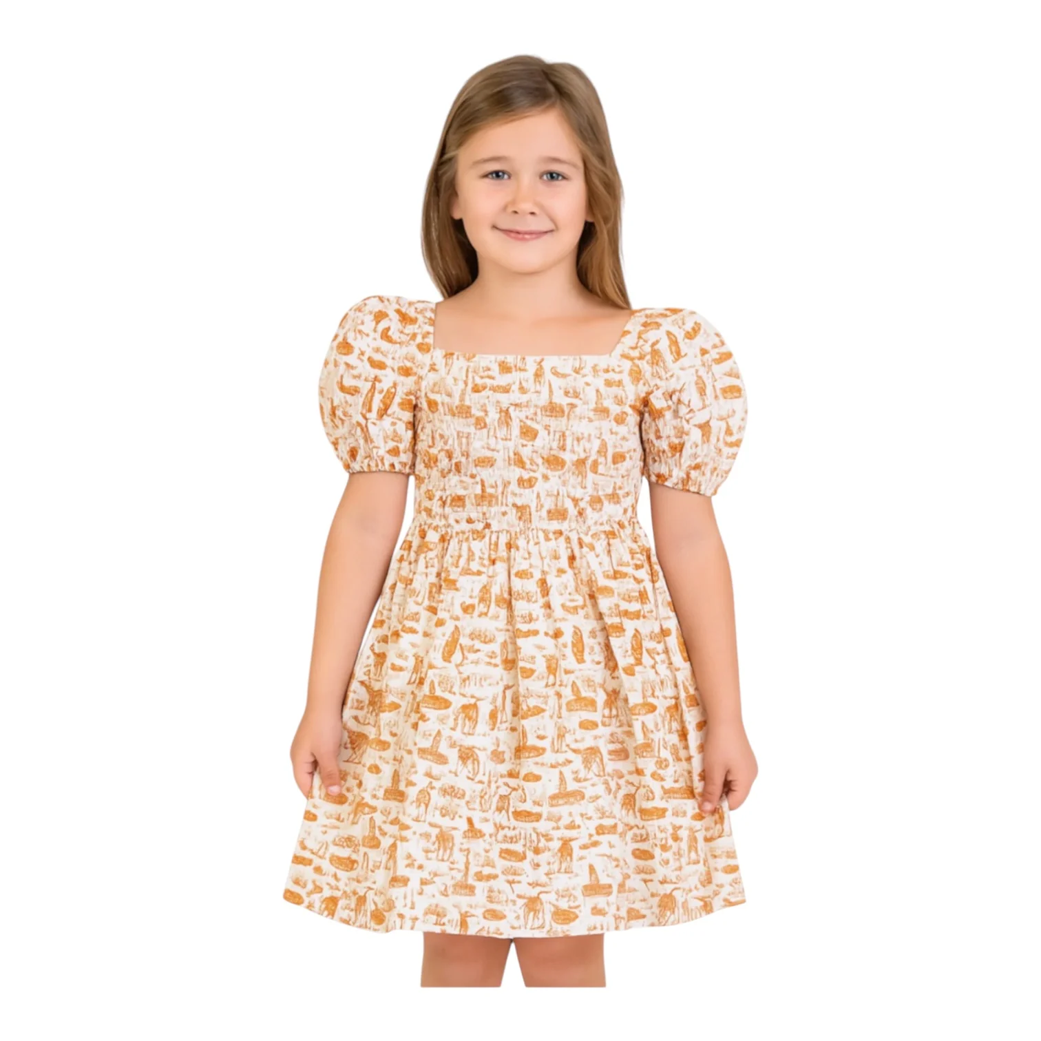 Stewart Simmons The Girls Team Toile Puff Sleeve Dress - Image 2