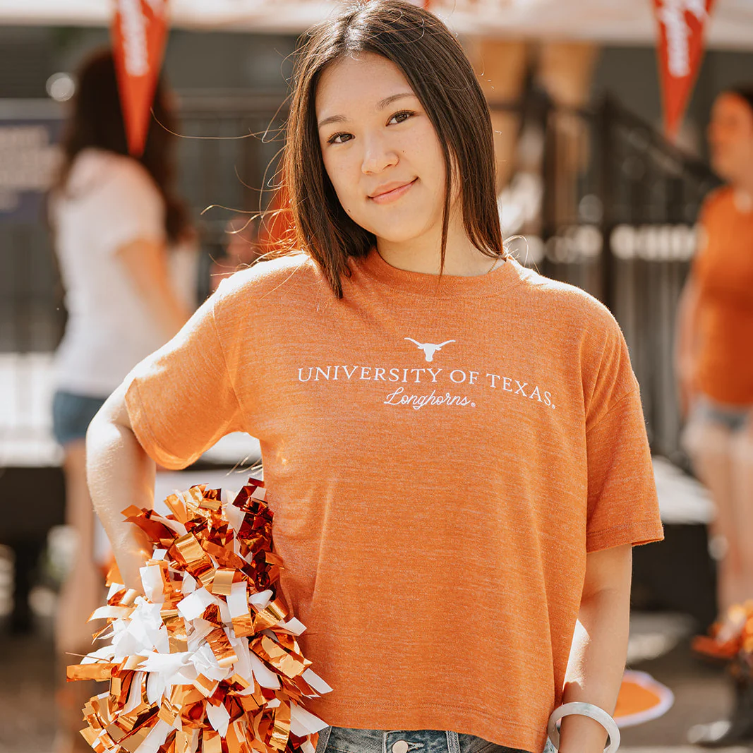 Texas Longhorn Heathered Cropped Graphic Tee - Image 2