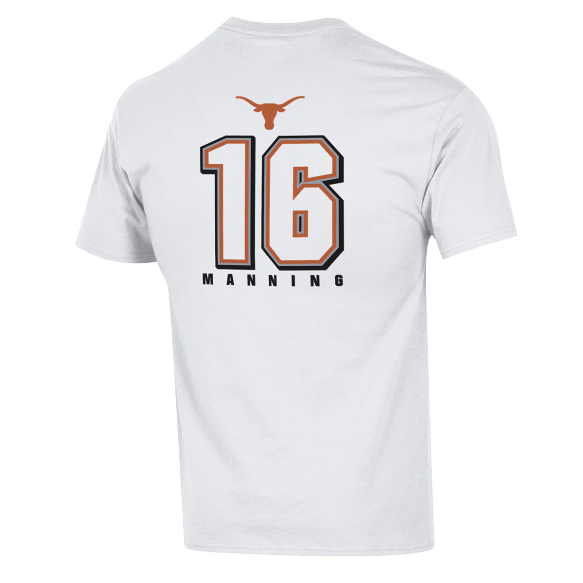 Texas Longhorns NIL Arch Manning #16 Outline Football Tee - Image 2