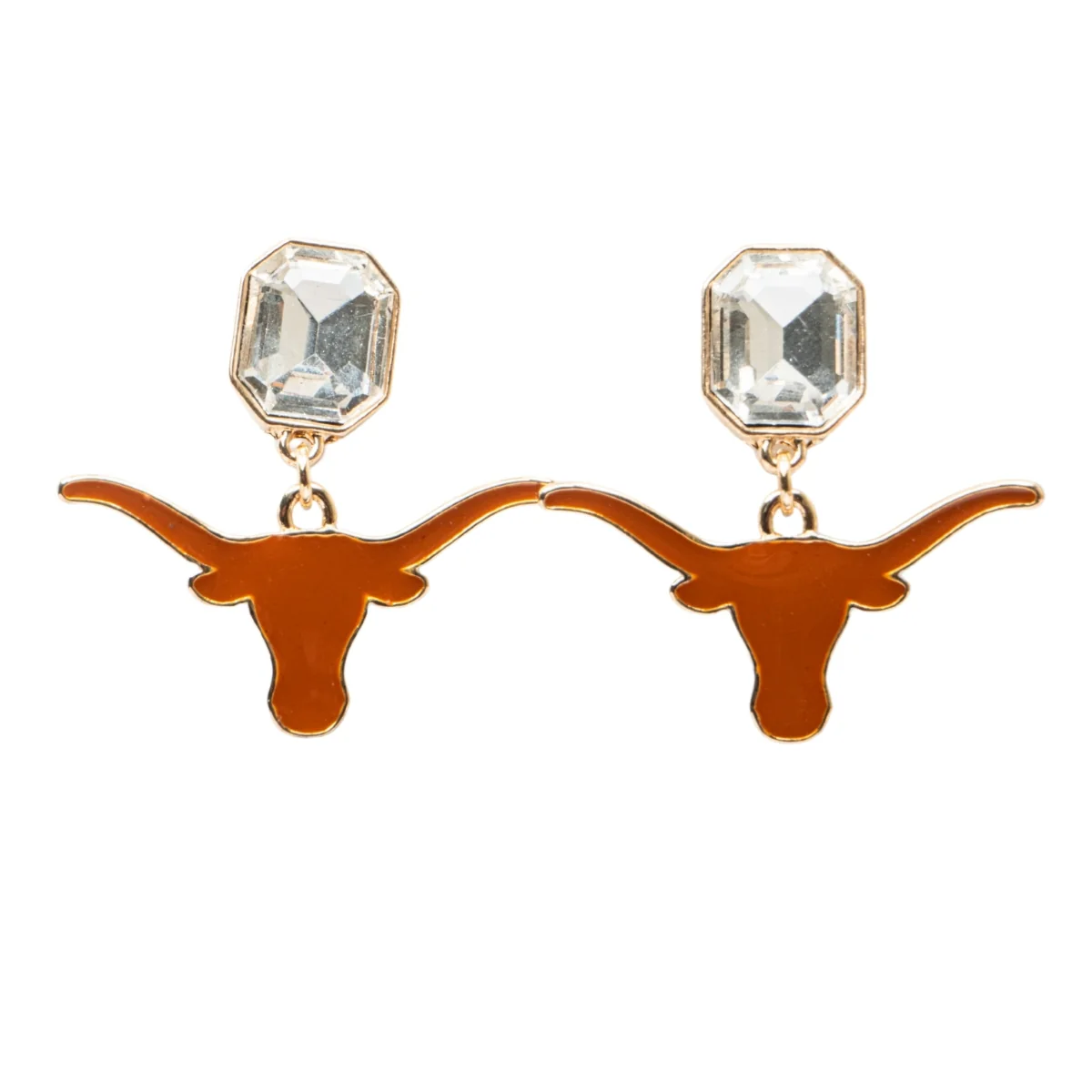 Texas Longhorns Rhinestone Enamel Logo Earrings