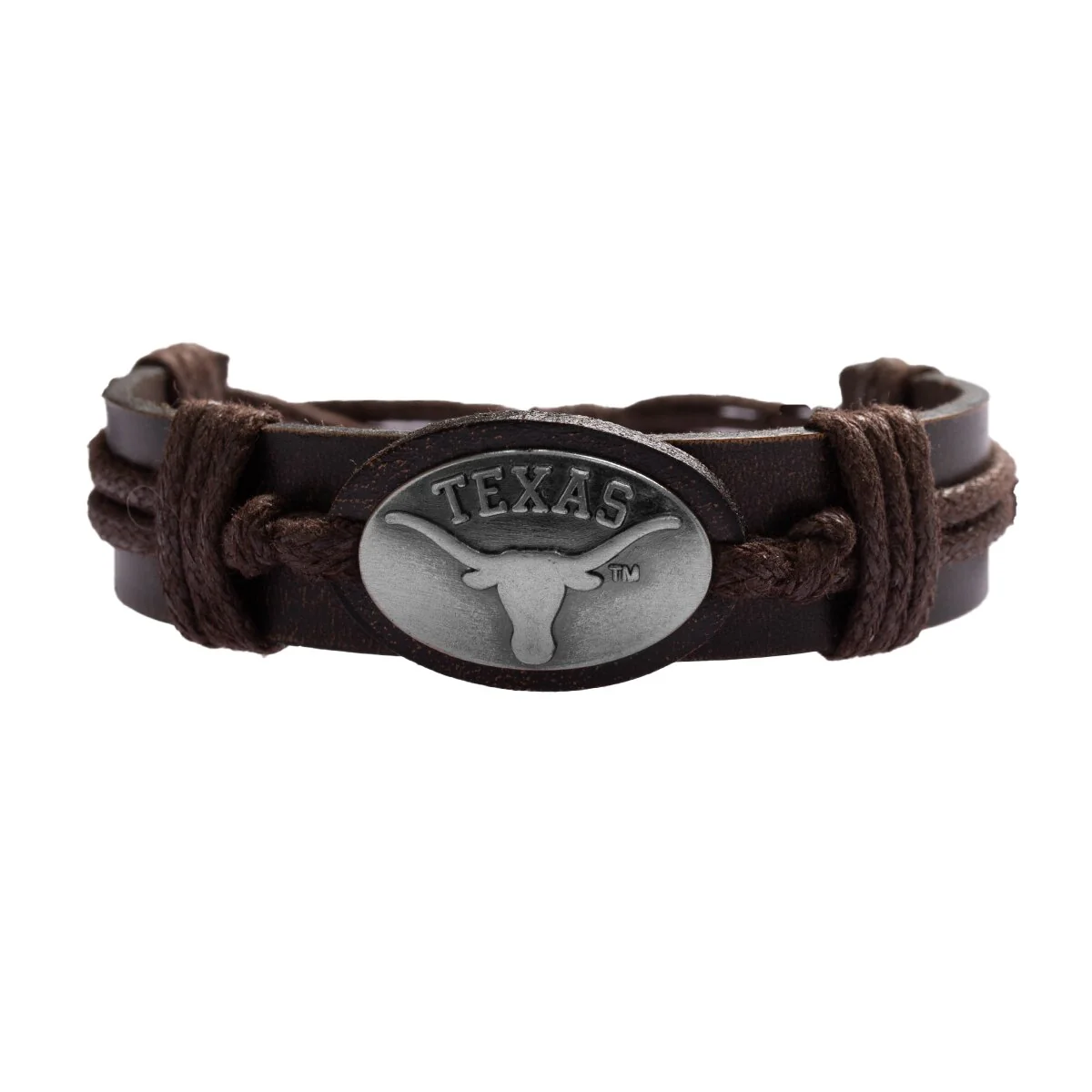 Texas Longhorns Silver Logo Leather Band