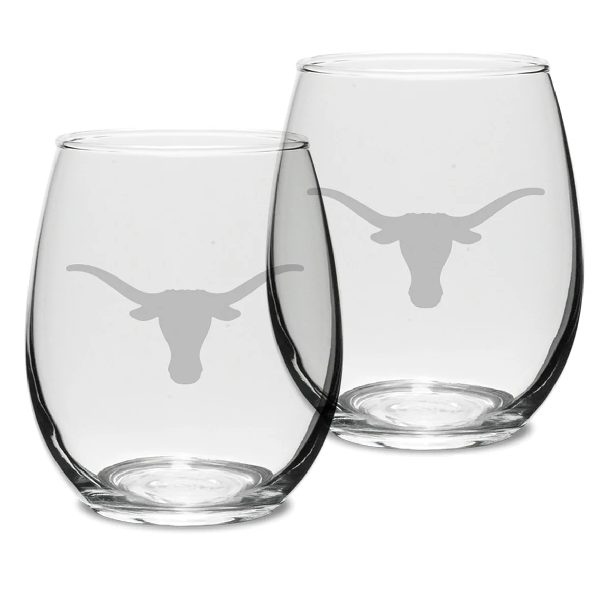 Texas Longhorns Stemless Etched Wine Glass Set - 21 oz