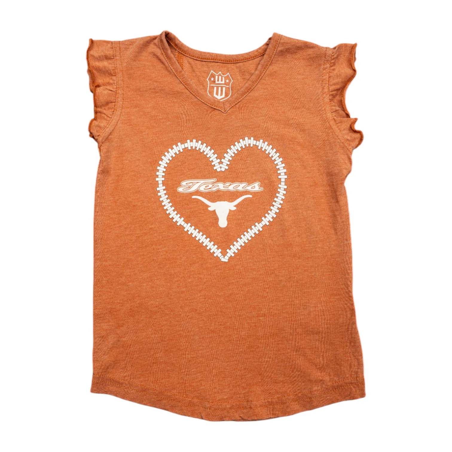 Toddler Texas Longhorns Ruffle Sleeve Burn Out Tee