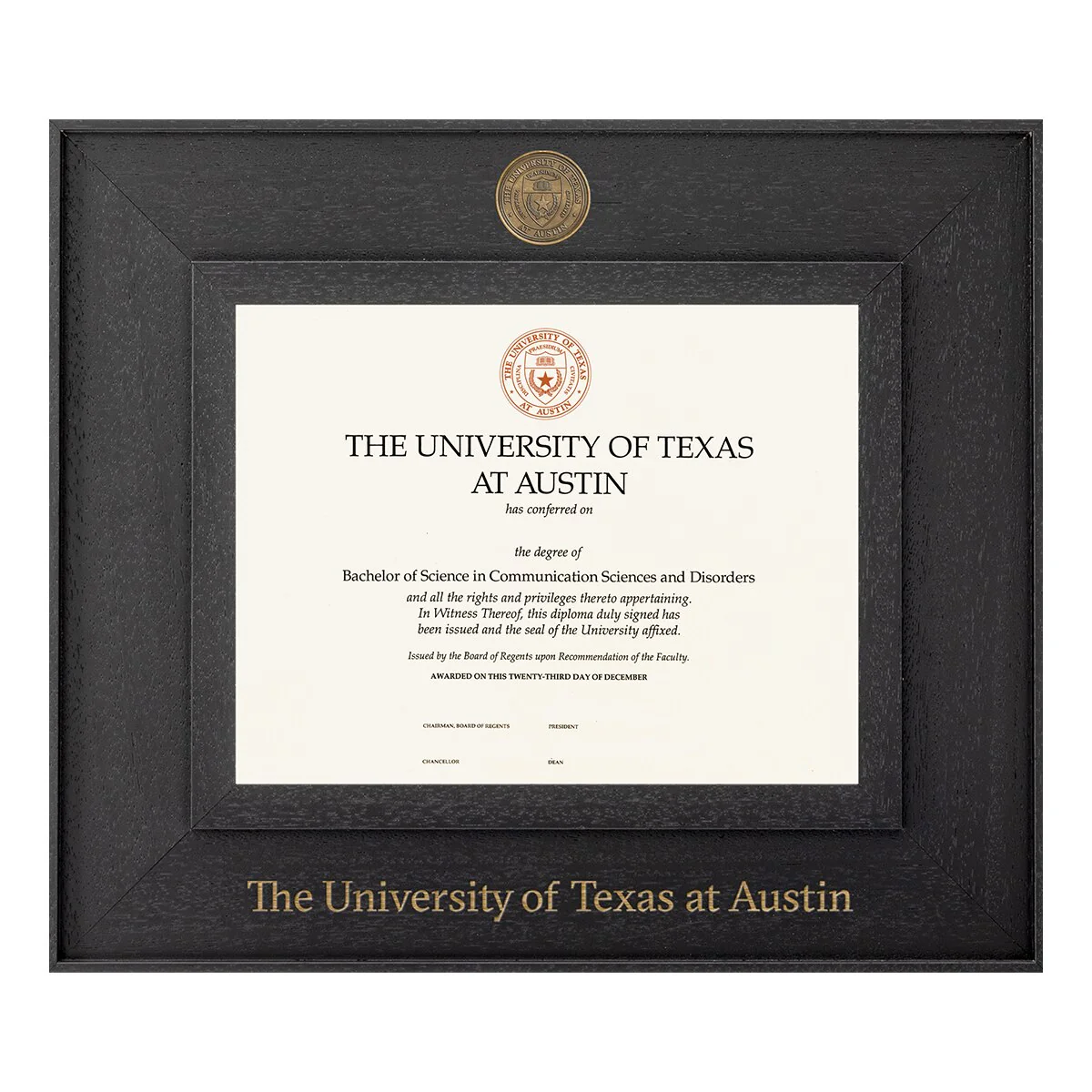 University of Texas Cavalier Medallion Diploma Frame