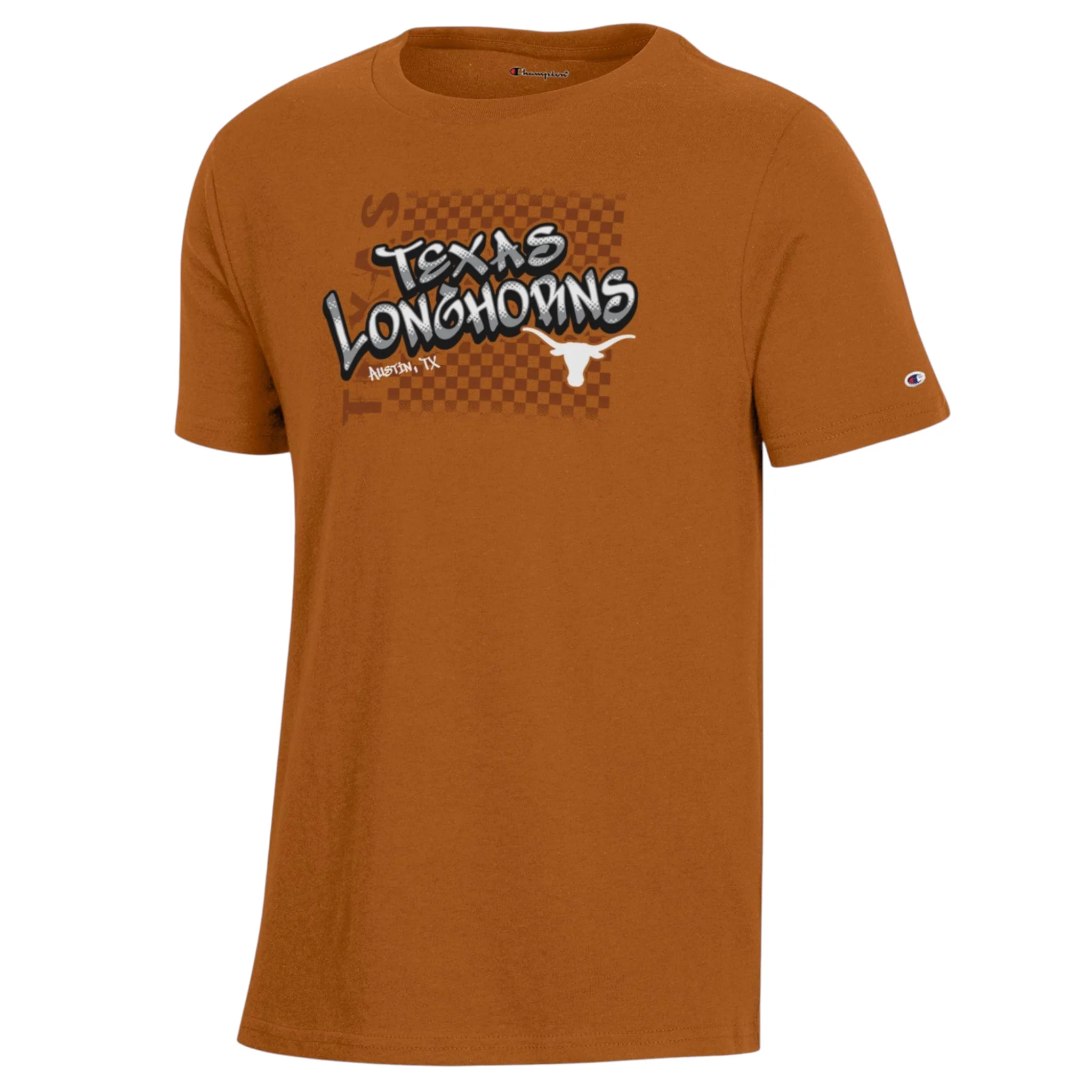 Youth Champion Texas Longhorns Silver Foil Stadium Short Sleeve Tee