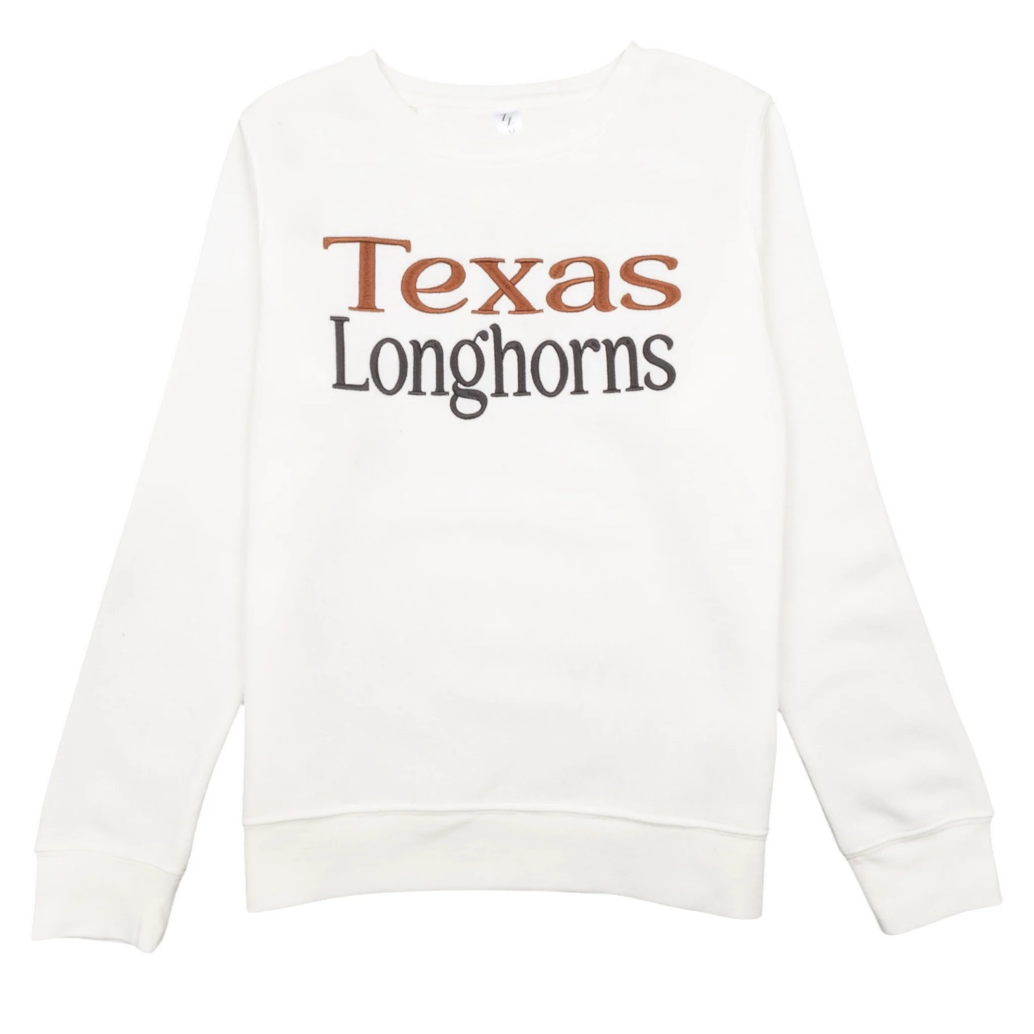 Youth ZooZatZ Texas Longhorns Puff Embroidered Crew Sweatshirt