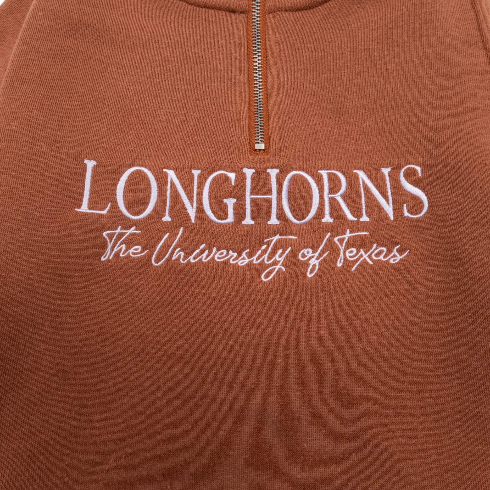 Youth ZooZatZ Texas Longhorns Script Embroidered Crop Quarter Zip - Image 2
